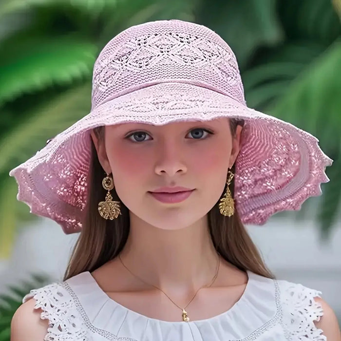 Wide Brim Sun Visor Hats Women's Foldable Fisherman Hat Breathable Beach Sun Hat for Camping Traveling