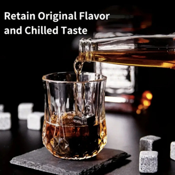 Christmas Valentine's Gift Whiskey Stones Glasses Set Granite Ice Cube For Whisky in Wooden Bottle Box Present For Dad Husband