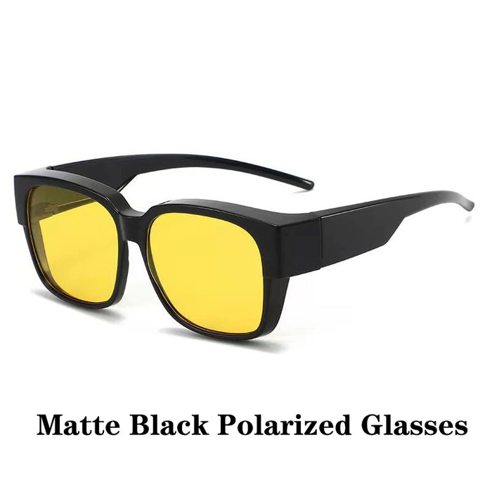 Fit-over sunglasses: Matte Black, Yellow Lens, Polarized
