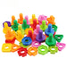 Jumbo nuts and bolts in assorted shapes and colours