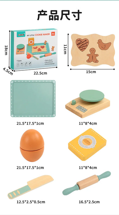 Wooden Simulation Dessert Rack Afternoon Tea Set Toy Pretend Play Food Learning