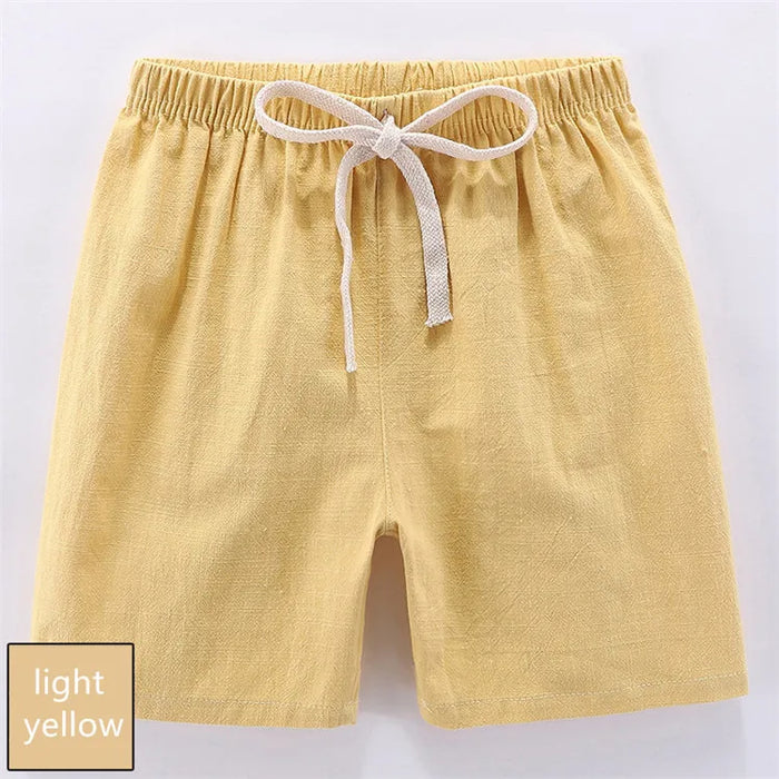 Yellow kids' cotton linen shorts