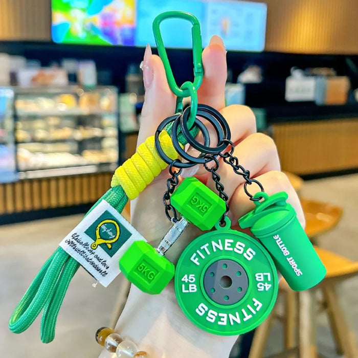 Dopamine Barbell Plates Keychain Kettlebell INS Simulation Dumbbells Keyring Detachable Creative Fitness Series Pendant Gifts