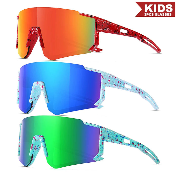 1PCS/3PCS Youth Baseball Sunglasses for Kids - UV400 Protection Lenses for Softball, Cycling & Sports (Boys & Girls)