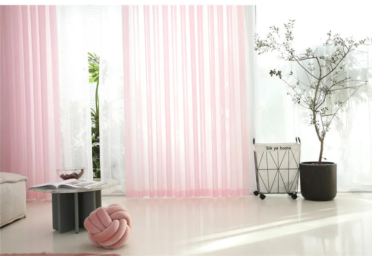 1Pc  Super Soft Chiffon White Tulle Sheer Curtains for Living Room Lining Bedroom Window Decor