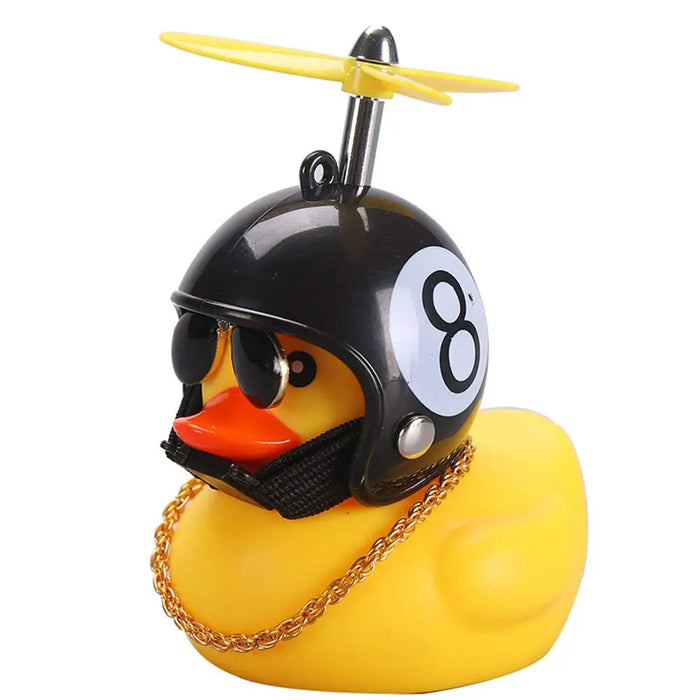 Car Rubber Duck Toy With Helmet for Dashboard Decorations