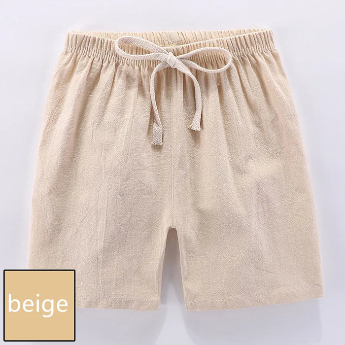 Beige kids' cotton linen shorts