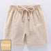 Beige kids' cotton linen shorts