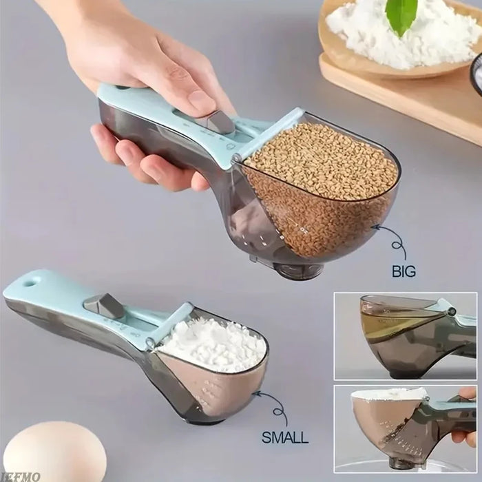 1Pc Adjustable Measuring Cup And Measuring Spoon Plastic Spoon Measuring Cup With Handle For Dry And Liquid Kitchen Tool
