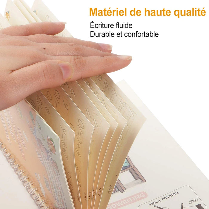 4pcs French Magic Practice Copybook Pen Preschools Kids Calligraphy Notebook Children Reusable Français Writing Book Age 3-8