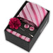 Men's tie gift set, style BBJ-16: tie, pocket square, cufflinks and pins in a gift box