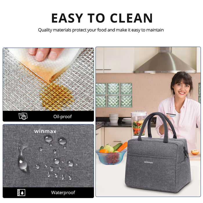 Lunch Box Thermal Bag Portable Waterproof Durable Wide Opening