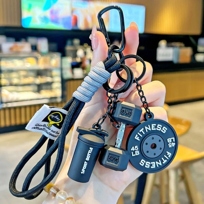 Dopamine Barbell Plates Keychain Kettlebell INS Simulation Dumbbells Keyring Detachable Creative Fitness Series Pendant Gifts