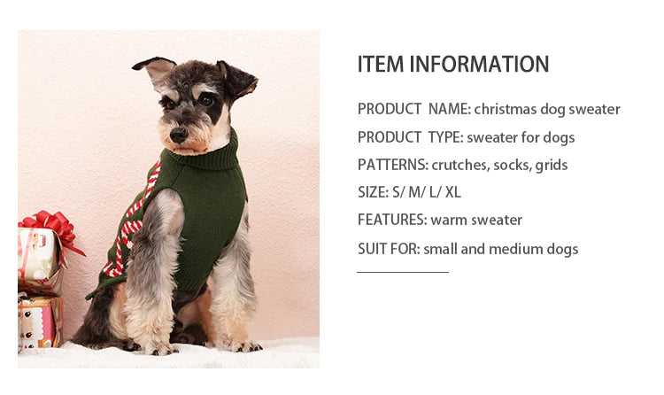 Puppy Knit New Year Dog Turtleneck Winter Clothes Pullover Green Sweatshirts Ugly Knitted Christmas Cat Sweater for Small Dogs