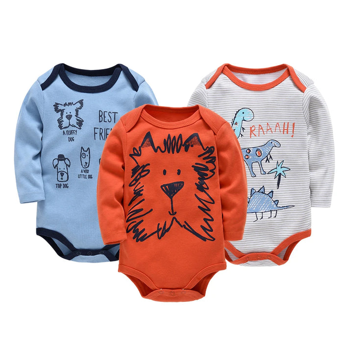 3/6 Pcs/Lot Newborn Baby Clothes Boys Cute Romper 100% Cotton Long Sleeve Bodysuit Baby Clothing Set Gift Infant Jumpsuit 0-24M