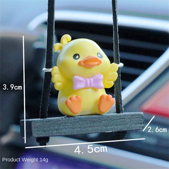 Little Yellow Duck Car Pendant Swing Auto Rearview Mirror Hanging Decorations