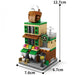 Coffee house building block model with a cup on the roof, 12.7 cm tall