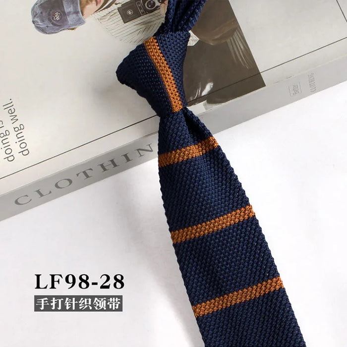 Striped Knitted Neckties For Men Narrow Retro Knitting Neck Tie Korean Style Casual Cravat Shirts Accessories Suit Neckwear