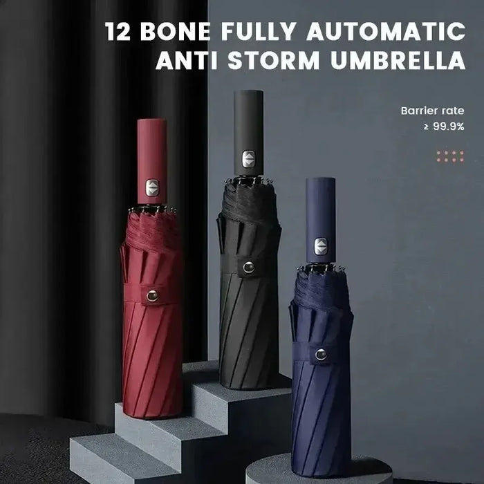 12 Bone Black Glue Fully Automatic Folding Umbrella