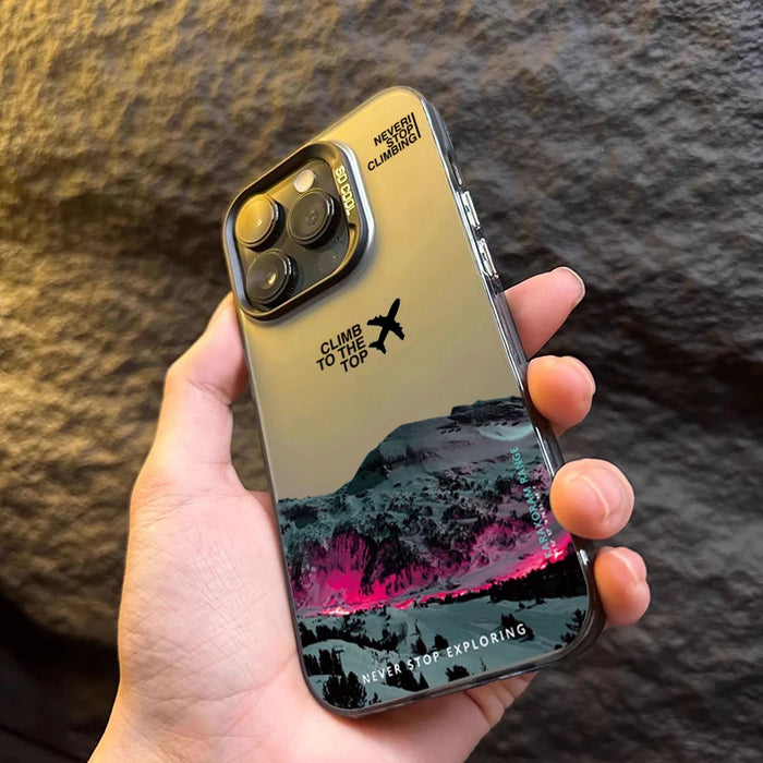 Mountain Peak Aircraft Phone Case for IPhone 16 14 15 11 12 13 Pro Max 16E 7 8 Plus SE 2 XR X XSMAX Shockproof Sunset IMD Cover