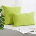 Fruit green corduroy cushions, square and rectangular
