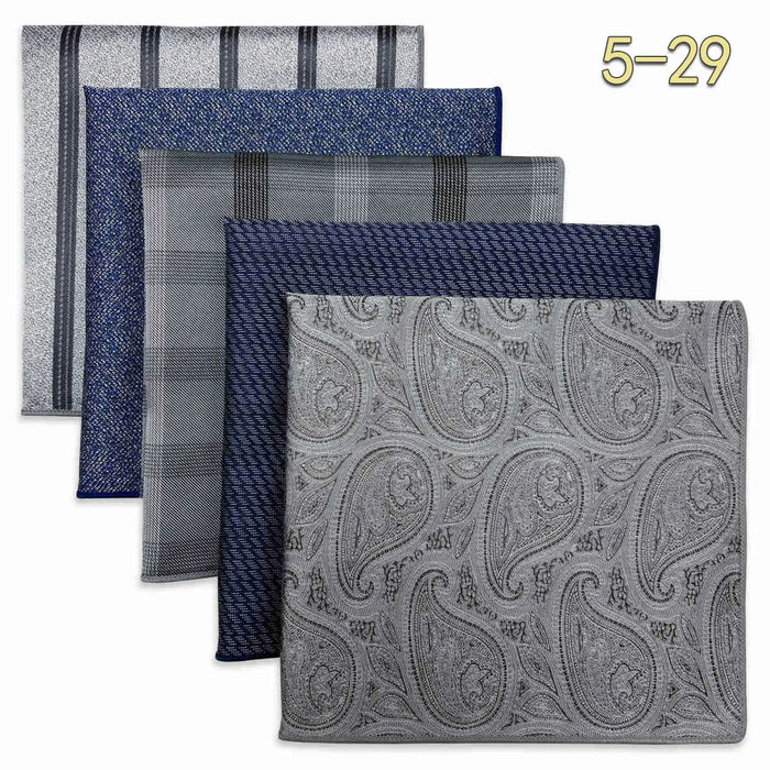 5 Pieces Mens Pocket Squares Wedding Handkerchiefs Set Fashion Formal Bundle Luxury Unique