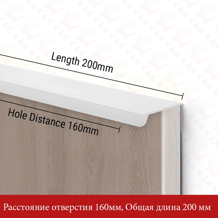 KAK Hidden Long Furniture Handles Black Kitchen Cabinet Handle Pulls Non Punched Aluminum Alloy Cupboard Door Handle Hardware