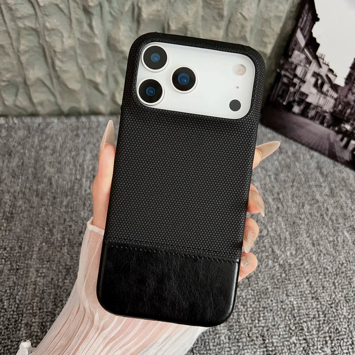Original Splice Leather Nylon Fabric Case For iPhone 17 Air 16 15 14 Plus 13 12 Pro Max Frameless Cooling Matte Shockproof Cover