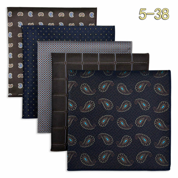 5 Pieces Mens Pocket Squares Wedding Handkerchiefs Set Fashion Formal Bundle Luxury Unique