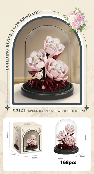 Pale pink blossom bouquet with dome and colour box, 168 pieces