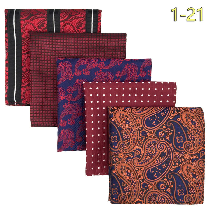 5 Pieces Mens Pocket Squares Wedding Handkerchiefs Set Fashion Formal Bundle Luxury Unique