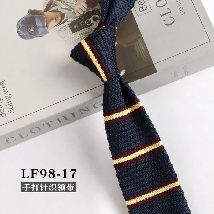 Striped Knitted Neckties For Men Narrow Retro Knitting Neck Tie Korean Style Casual Cravat Shirts Accessories Suit Neckwear