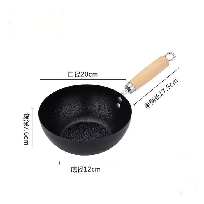 Uncoated Flat Bottom Wok Small Iron Wok for Stir-Fry Cooking Stove Induction Cookware Accessories Kitchen Supply