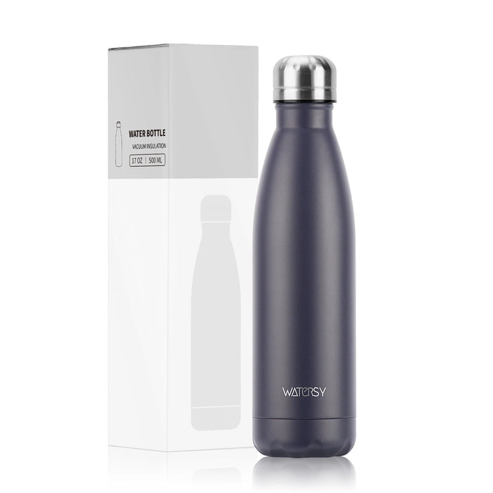 WATERSY 500ml Insulated Water Bottle, Stainless Steel Thermal Leakproof Flask, BPA-Free Double Walled Vacuum Bottle for Sports