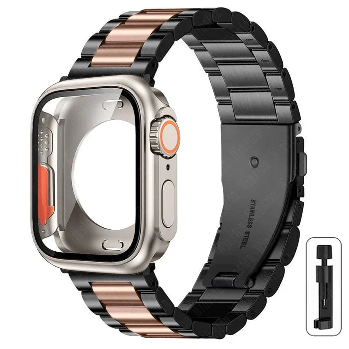 Change to Ultra Case+Band For Apple Watch 46mm 44 42mm 45mm Metal Stainless Steel strap for iWatch series Series 10 9 8 7 6 SE 5
