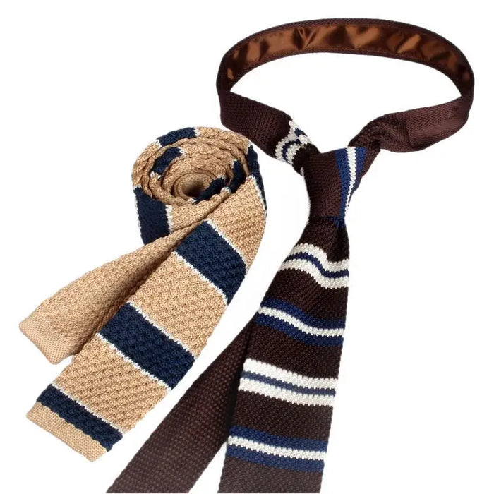 Striped Knitted Neckties For Men Narrow Retro Knitting Neck Tie Korean Style Casual Cravat Shirts Accessories Suit Neckwear