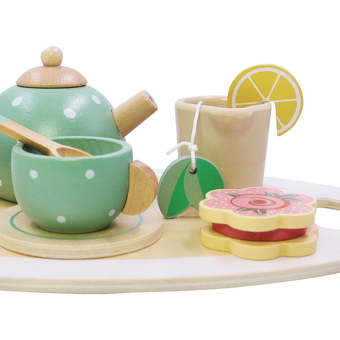 Wooden Tea Set Toys Pretend Play Kitchen Accessories for Kids Afternoon Tea