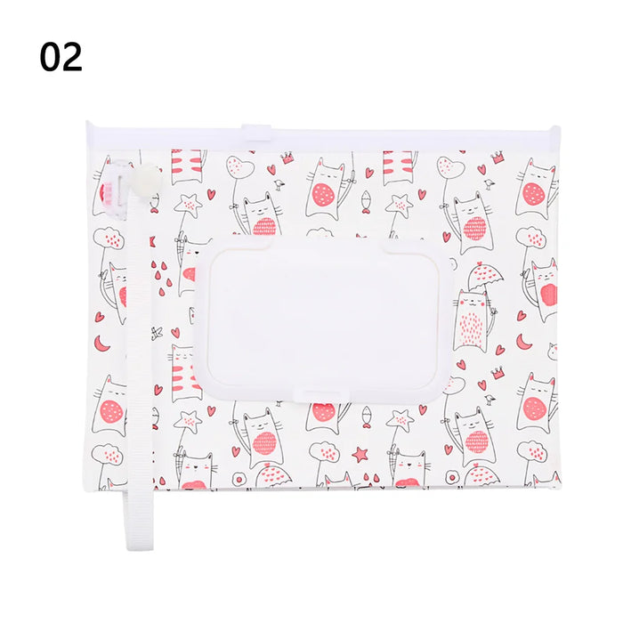 EVA Baby Wet Wipe Pouch Portable Wipes Holder Case Flip Cover Snap-Strap Reusable Refillable Cosmetic Pouch Useful Tissue Box
