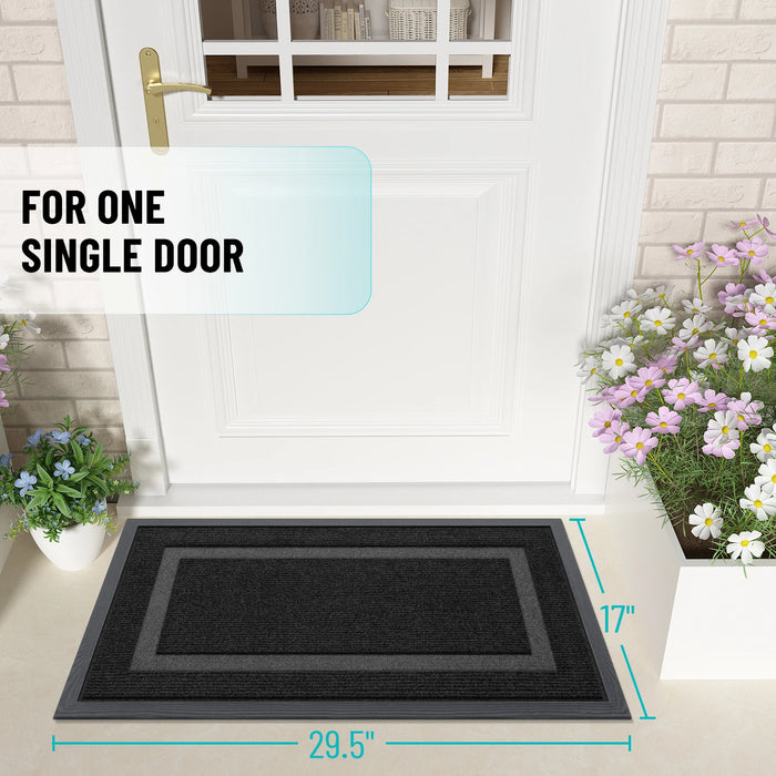 Front Door Mat Indoor Outdoor Entrance Waterproof Sturdy Natural Rubber Fade Resistant Easy Clean Patio Porch Door Mat