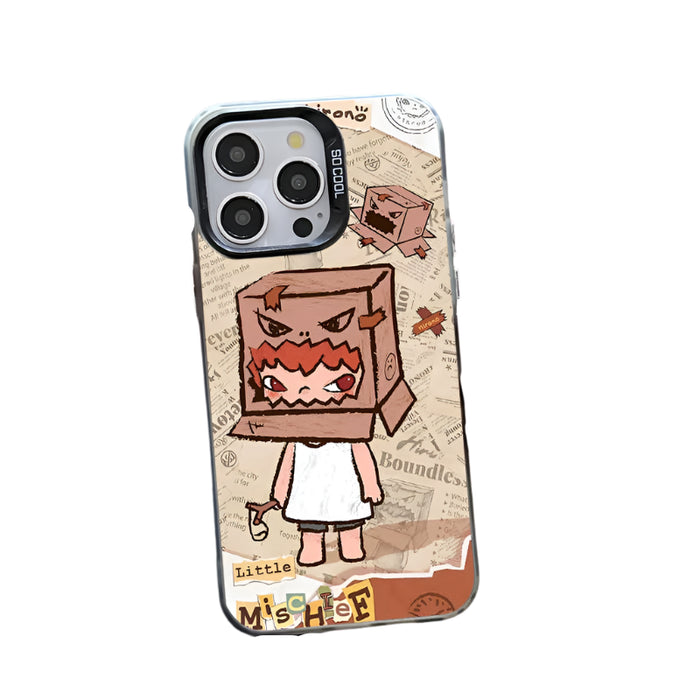 Cartoon Cute Destruction Hirono Case for iPhone 16 15 14 13 Pro Max Plating Matte Hard