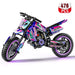 Purple and pink dirt bike building block model, 476 pieces, side view