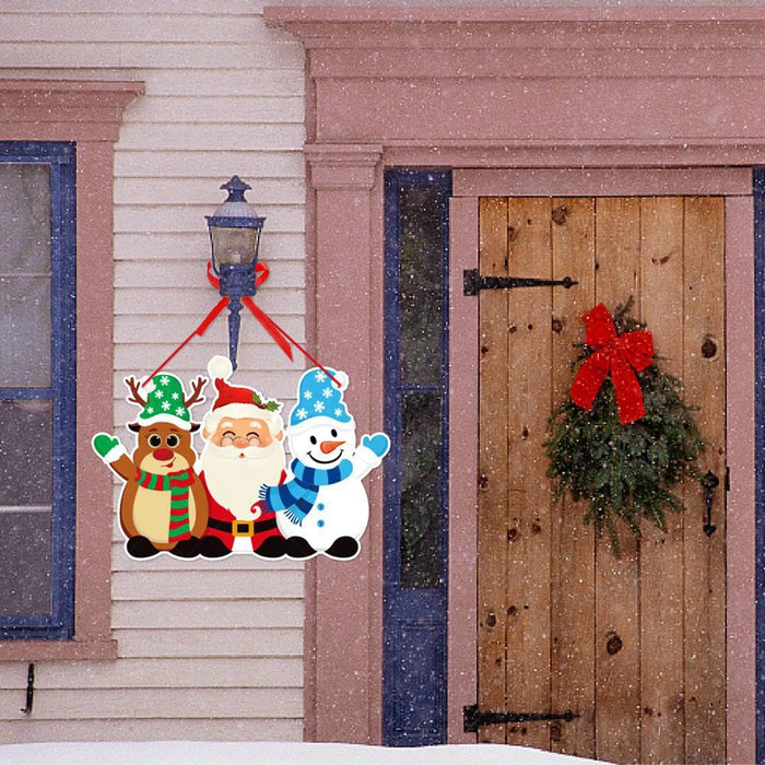 Christmas Door Hanging Paper Ornament Santa Claus Pendants