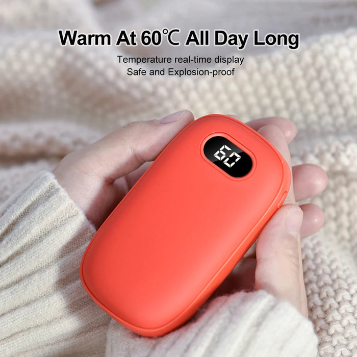 10000mAh Hand Warmer Power Bank USB Rechargeable Mini Hand Warmers with Digital Display 2 Temp Levels for Travel Outdoor Camping
