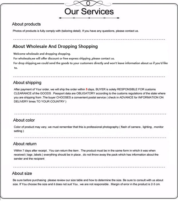 Supplier service policy text graphic