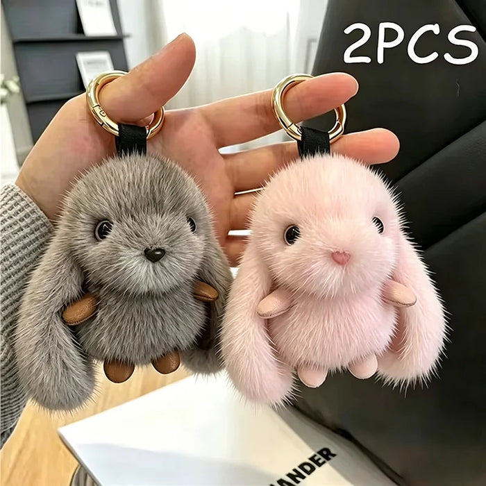 1pc Trendy Plush Rabbit White Keychain for Woman with Cute Charm Soft Toy Decorative Accessory for Bags New Year Gift Body Kit