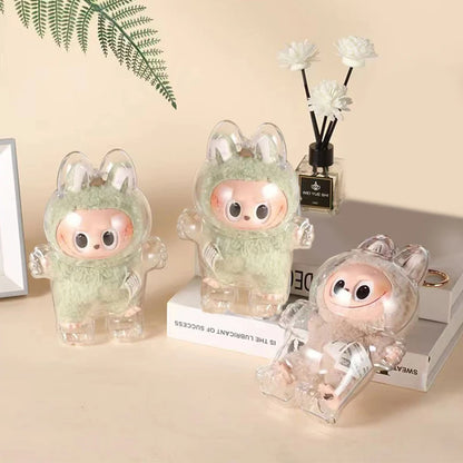 Labubu Transparent Protective Storage Case Plush Dolls Display Bag Portable Clear Organizer Box Thickened Dolls Bag