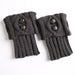 Pair of dark grey knit leg warmers with two buttons