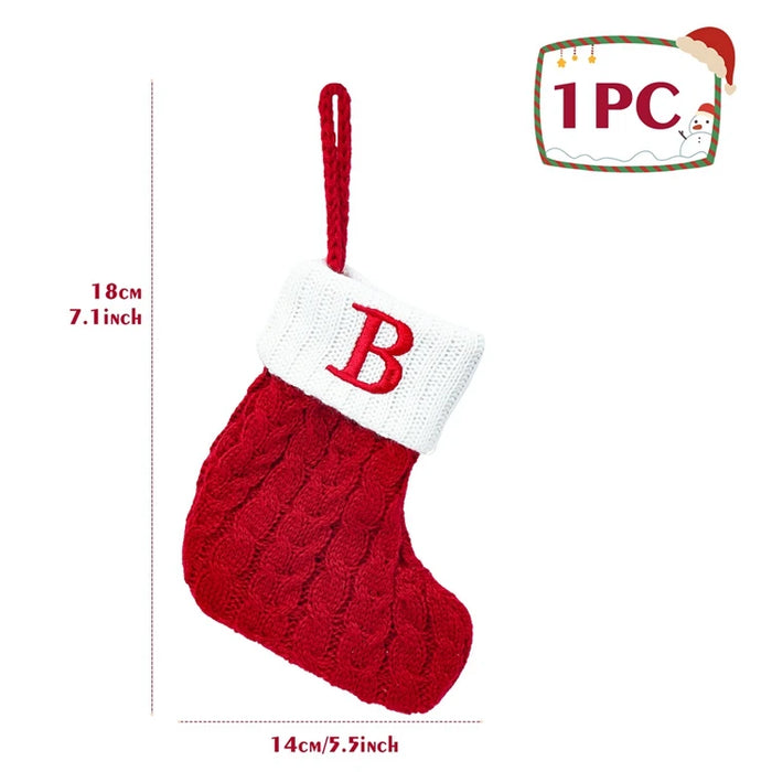 Christmas Alphabet Knitting Socks Christmas Tree Ornaments Christmas Decorations For Home 2025 Navidad Noel New Year 2026 Gifts