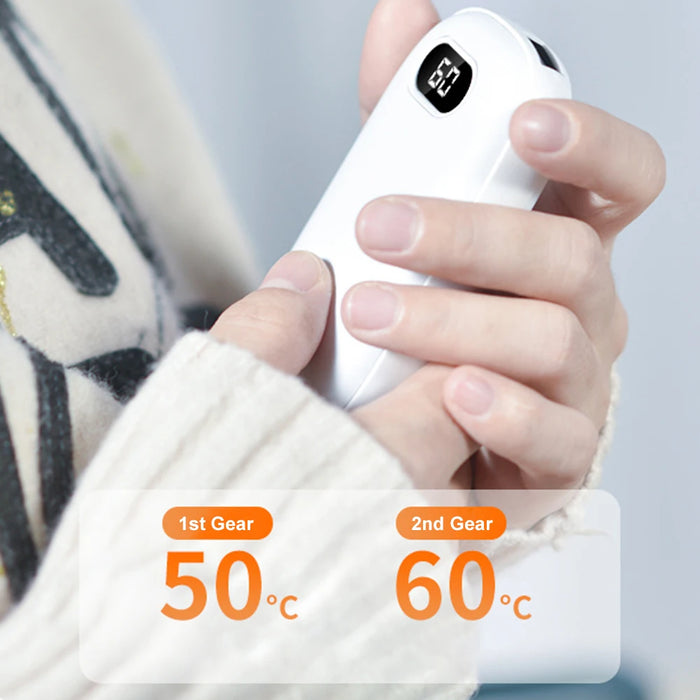 10000mAh Hand Warmer Power Bank USB Rechargeable Mini Hand Warmers with Digital Display 2 Temp Levels for Travel Outdoor Camping
