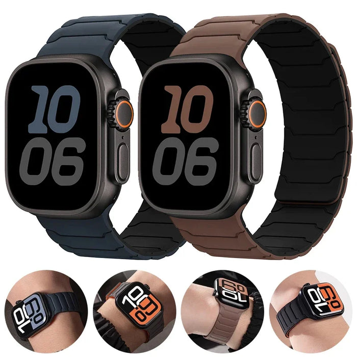 Strap For Apple Watch ultra 2 Band 49mm 45mm 44mm 40mm 42mm 46mm 41mm 38mm Magnetic Silicone Bracelet IWatch Series 10 SE 9 8 7